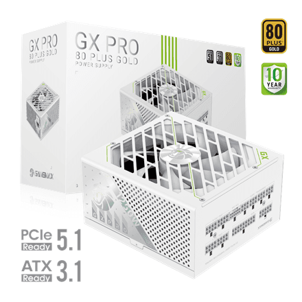 Gamemax PSU | GX PRO 1250G WH | 1250 W | Gold | White | Full Modular – image 1