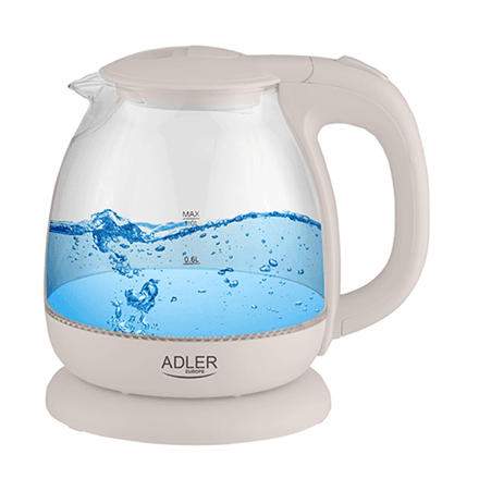 Adler | Kettle | AD 1283C | Electric | 900 W | 1 L | Glass | 360° rotational base | Cream – nuotrauka 1