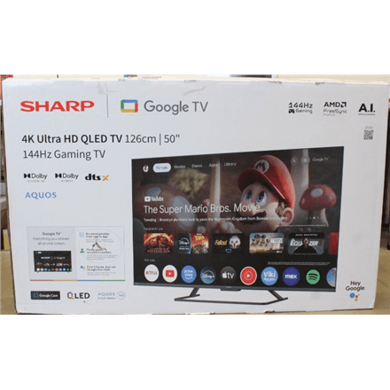 SALE OUT. Sharp 50HR7265E 50" (126cm) QLED 144Hz 4K Ultra HD Google TV, Dolby Vision, Dolby Atmos, Central Stand · SALE OUT. Sharp 50HR7265E · 50 – nuotrauka 1