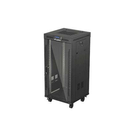 Lanberg Rack cabinet 19" free-standing 24U/600x600 (flat pack) with glass door LCD V2, black | Lanberg – image 1