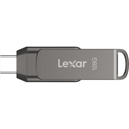 Lexar USB Flash Drive | JumpDrive Dual Drive D400 | 128 GB | USB Type-C/Type-A | Gray – image 1