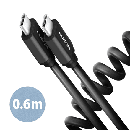 AXAGON | Twister Cable, 0.6 m | BUCM-CM10TB | USB Type C to USB Type C – nuotrauka 1