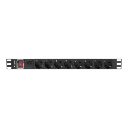 Lanberg Power Distribution unit (PDU) 19" 1U 16A 2m 8X Schuko oulets | PDU-08F-0200-BK – image 1