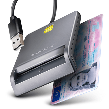 AXAGON Compact desktop USB contact Smart card/ID card reader with long USB-A cable | CRE-SM3T – nuotrauka 1