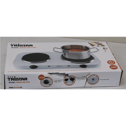 SALE OUT. Tristar KP-6245 Hot plate, 2 thermostats, 2 burners, 5 adjustable settings, Heat resisting housing, 1500W&1100W, White · Tristar · Free standing table hob – image 1