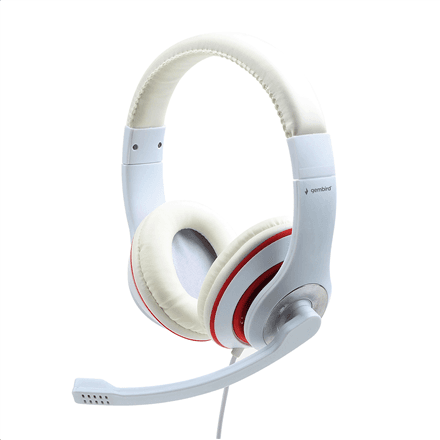 Gembird | Stereo Headset | MHS 03 WTRD | 3.5 mm | White with Red Ring | Headset – image 1