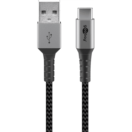Goobay | USB-C to USB-A Textile Cable with Metal Plugs | 49296 | USB-C to USB-A – image 1
