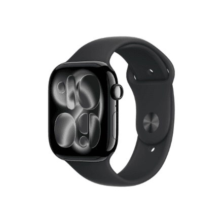 Apple Watch Series 11 GPS + Cellular 46mm Jet Black Aluminium Case with Black Sport Band - M/L · Smart watch · LTPO OLED Always-On Retina – image 1