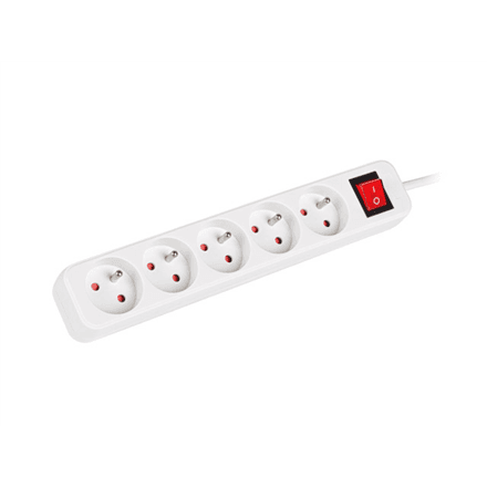 Lanberg Cable Power Strip, 5X French Outlets with Switch, Quality-Grade Copper, 1.5 m | PS1-05E-0150-W – nuotrauka 1