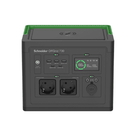 Schneider Electric OffGrid Portable Power Station 730, 738Wh Lithium-ion, LCD, 2 CEE 7/3 Schuko outlets, Sinewave, 3 USB-A, 2 USB-C, Wireless Charger | PPS730-GR – image 1