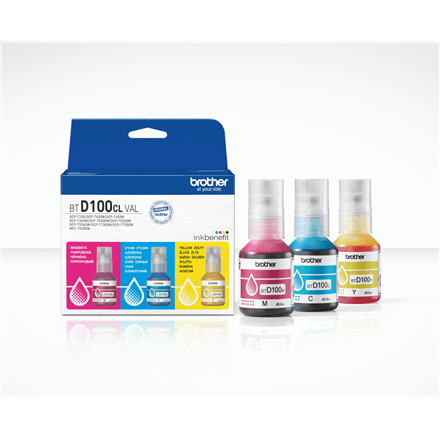 Brother BTD100CLVAL | Multipack Ink Bottles | Magenta, Cyan, Yellow – nuotrauka 1