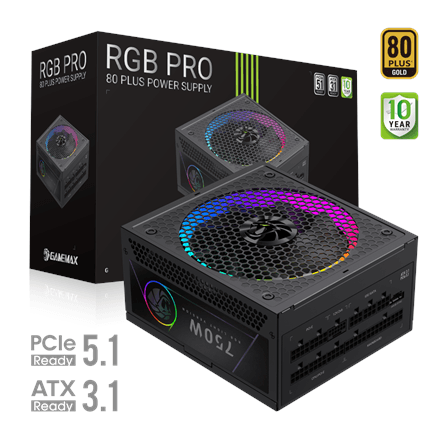 Gamemax PSU | RGB PRO 750G | 750 W | Gold | Full Modular – nuotrauka 1