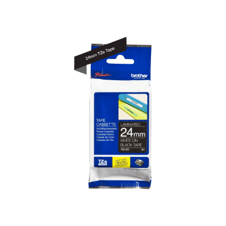 Brother | TZe-355 Laminated Tape | White on Black | TZe | 8 m | 2.4 cm – nuotrauka 1