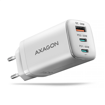 AXAGON GaN wallcharger 3x port (USB-A + 2x USB-C), PD3.0/PPS/QC4+/SFC2.0/AFC/SCP/FCP/Apple, 65W | ACU-DPQ65W – image 1