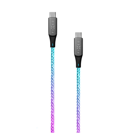 Fixed | Glowing Charging Cable USB-C/USB-C, PD support, Rainbow | FIXDLED-CC-RA – image 1