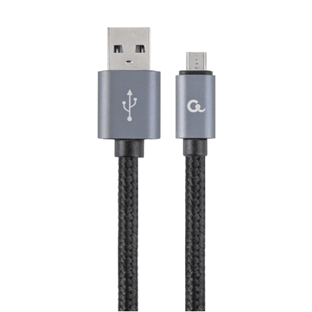 Cablexpert Cotton Braided Micro-USB Cable with Metal Connectors, 1.8 m, Black, Blister | Cablexpert – image 1