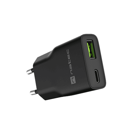 Natec Ribera USB Charger Gan Slim USB 1X USB-A + 1X USB-C 20W | NUC-2377 – nuotrauka 1