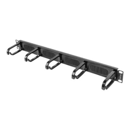 Lanberg 19" cable management brush panel 5 rings type B 1U | AK-1203-B | Black – image 1