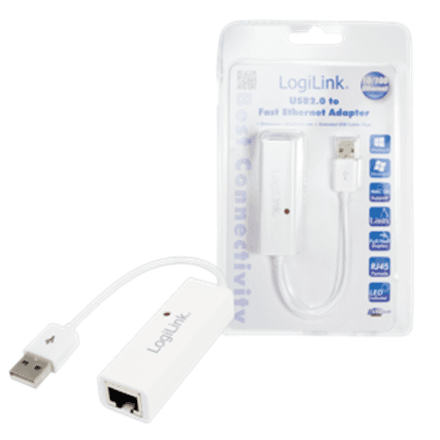 Logilink | Fast Ethernet USB 2.0 to RJ45 Adapter: | 0.115 m | White | USB-A to RJ45 – nuotrauka 1