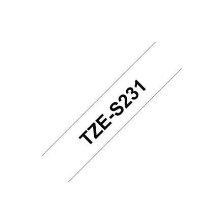 Brother | TZ-S231 Strong Adhesive Laminated Tape | Black on White | TZe | 8 m | 1.2 cm – nuotrauka 1