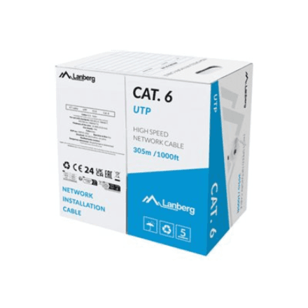 Lanberg | LAN Cable Cat.6 305M Solid CCA Grey Fluke Passed | LCU6-15CC-0305-S – image 1