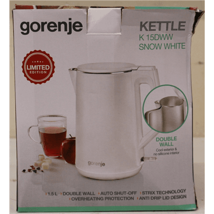 SALE OUT. GoGorenje K15DWW Kettle, Electric, Capacity 1.5 L, Power 2200 W, Plastic, White · Kettle · K15DWW – image 1