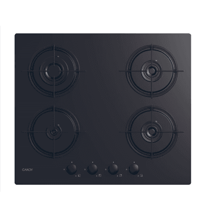 Candy Hob | CVW6BB | Gas on glass | Number of burners/cooking zones 4 | Knobs | Black – image 1