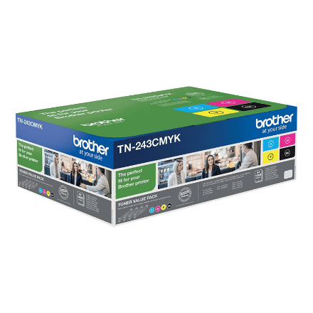 Brother TN-243CMYK, Toner Value Pack · Brother TN243CMYK · Brother TN243CMYK Value Pack - 4-pack - black, yellow, cyan, magenta - original - toner cartridge – nuotrauka 1