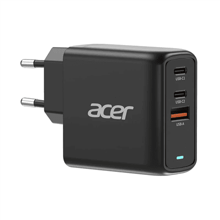Acer 67W PD GaN Charger, 2 x USB C and 1 x USB A, EU Plug, 100W USB C cable, Retail Pack – nuotrauka 1
