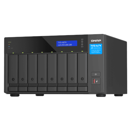 QNAP Highly-reliable ZFS-based storage with PCIe Gen 4 expandability for 10/25GbE connectivity, M.2 NVMe SSD caching and multi-threads processors for virtualization applications · TVS-h874 · Intel Core i5 – image 1