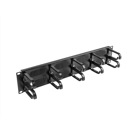 Lanberg 19" cable management brush panel 10 rings - type B 2U | AK-1204-B | Black – image 1
