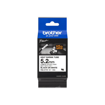 Brother | HSe-211E | Black on white | Thermal | Roll (0.52 cm x 1.5 m) – image 1