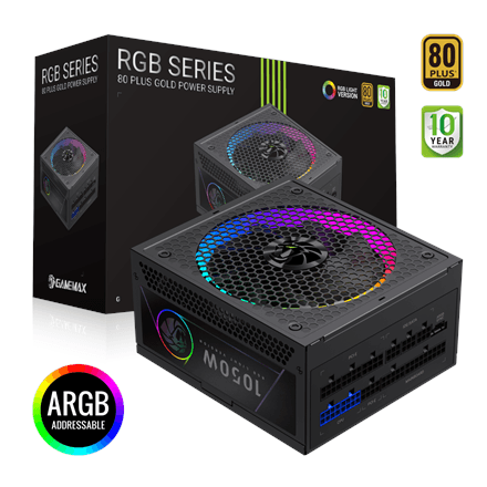 Gamemax PSU | RGB 1050G | 1050 W | Gold | Full Modular – image 1
