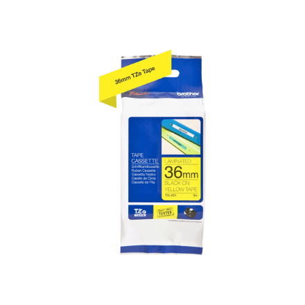 Brother | TZe-661 Laminated Tape | Black on Yellow | TZe | 8 m | 3.6 cm – image 1