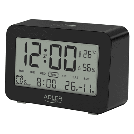 Adler | Alarm Clock | AD 1196b | Alarm function | Black – image 1