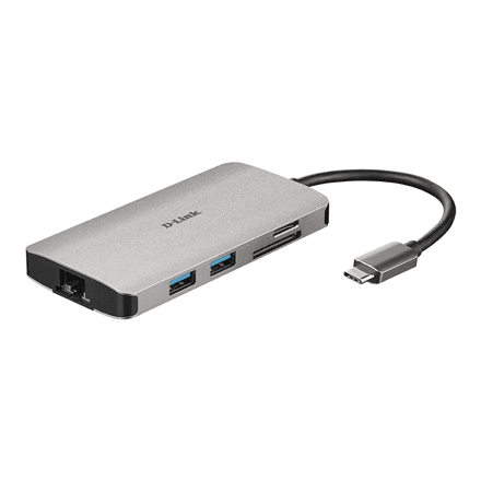 D-Link 8-in-1 USB-C Hub with HDMI/Ethernet/Card Reader/Power Delivery – nuotrauka 1
