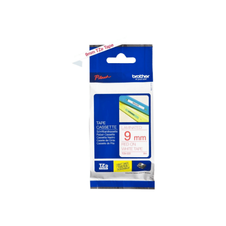 Brother | TZe-222 Laminated Tape | Red on White | TZe | 8 m | 9 cm – image 1