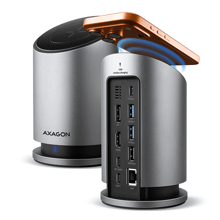 AXAGON USB-C 10Gbps Wireless Charging 9in1 hub | HMC-WL9 – image 1
