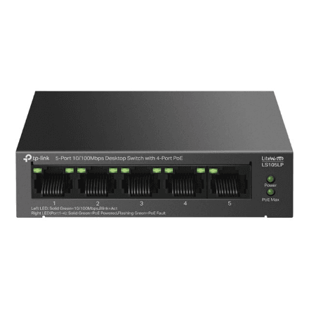 TP-LINK | 5-Port 10/100Mbps Switch with 4-Port PoE | LS105LP | Unmanaged | Desktop – nuotrauka 1
