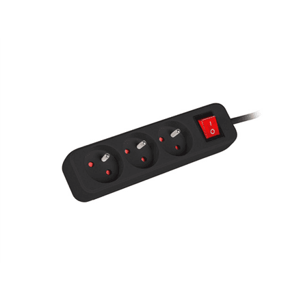 Lanberg Cable Power Strip, 3X French Outlets with Switch, Quality-Grade Copper, 3 m | PS1-03E-0300-BK – nuotrauka 1