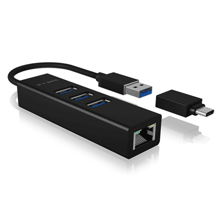 Raidsonic | 4 Port Hub with USB 3.0 Type-A, Type-C, Gigabit LAN | Icy Box IB-HUB1419-LAN – nuotrauka 1