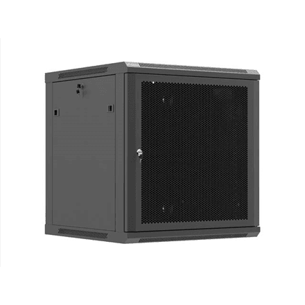 Wall mounted installation cabinet 19"12U, 600 x 600, Black perforated door (Flat pack) · Lanberg WF01-6612-23B · Lockable, vented top panel, perforated front door, single-leafed, 2 slots for fan, 1 mm thickness, 4 ver... – image 1