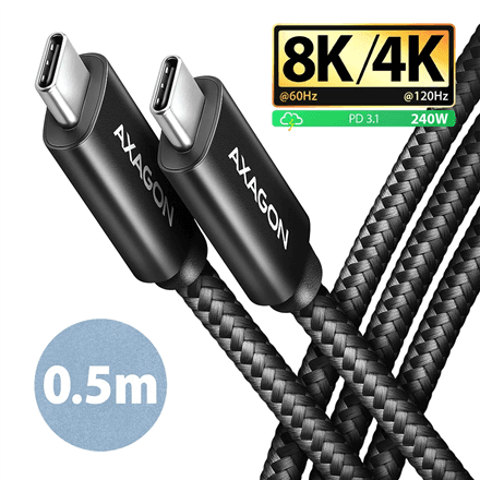 AXAGON | NewGEN+ USB-C to USB-C 4 Gen 3×2/240 W cable, 0.5 m | BUCM4X-CM05AB – image 1