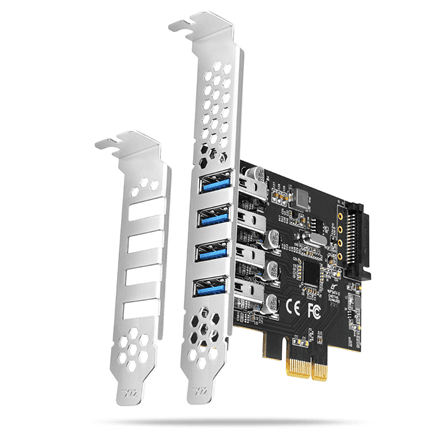 AXAGON PCI-Express card with four external USB 3.2 Gen1 ports with dual power | PCEU-43RS – nuotrauka 1