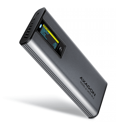 AXAGON External USB-C 10Gbps metal box with info display for M.2 NVMe and SATA SSD | EEM2-SD2 – nuotrauka 1