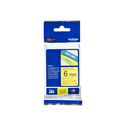 Brother | TZe-611 Laminated Tape | Black on Yellow | TZe | 8 m | 6 cm – nuotrauka 1