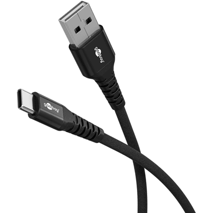Goobay | USB-C to USB-A Supersoft Textile Cable with Metal Plugs | 74526 | USB-C to USB-A – image 1