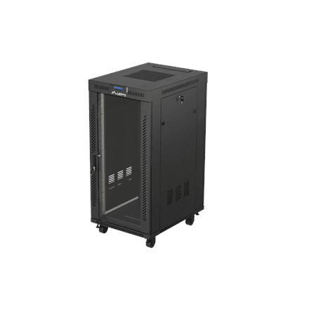 Lanberg Rack cabinet 19" free-standing 24U/600x800 (flat pack) with glass door LCD V2 · FF01-6824-12BL · Black – image 1