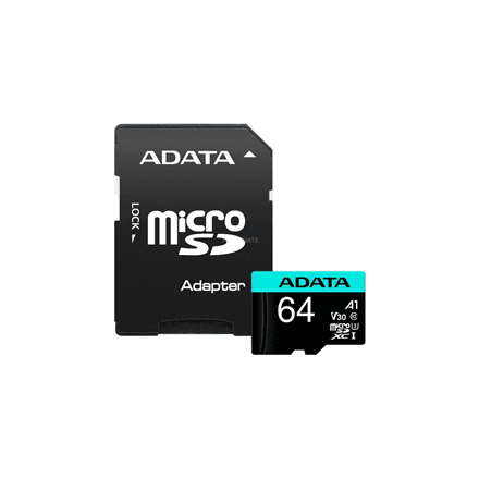ADATA | Premier Pro UHS-I U3 V30S | 64 GB | MicroSDXC | Flash memory class 10 | Adapter – nuotrauka 1