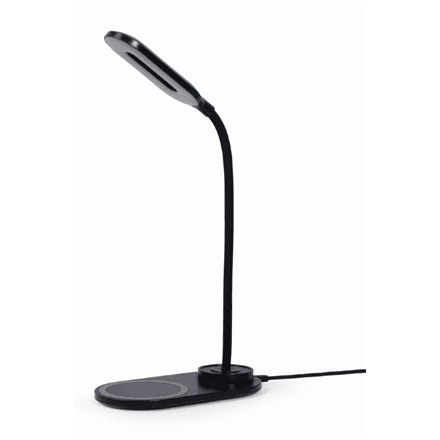 Gembird TA-WPC10-LED-01 Desk lamp with wireless charger, Black · Cold white, warm white, natural 2893-7072 K · Phone or tablet with built-in Qi wireless charging – nuotrauka 1